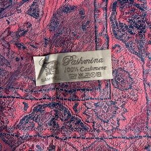 Pashmina Pink & Navy Paisley Cashmere Scarf